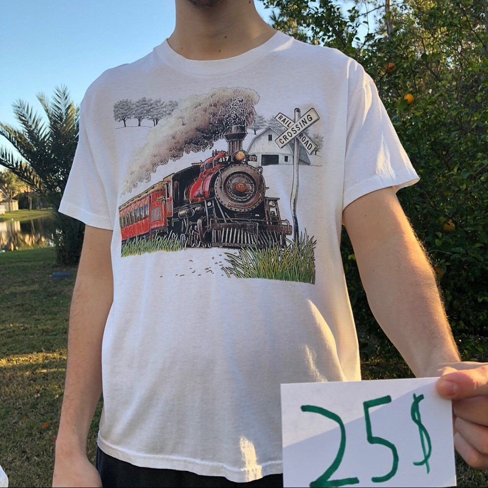 ✫  railroad crossing  train vintage 1990s white